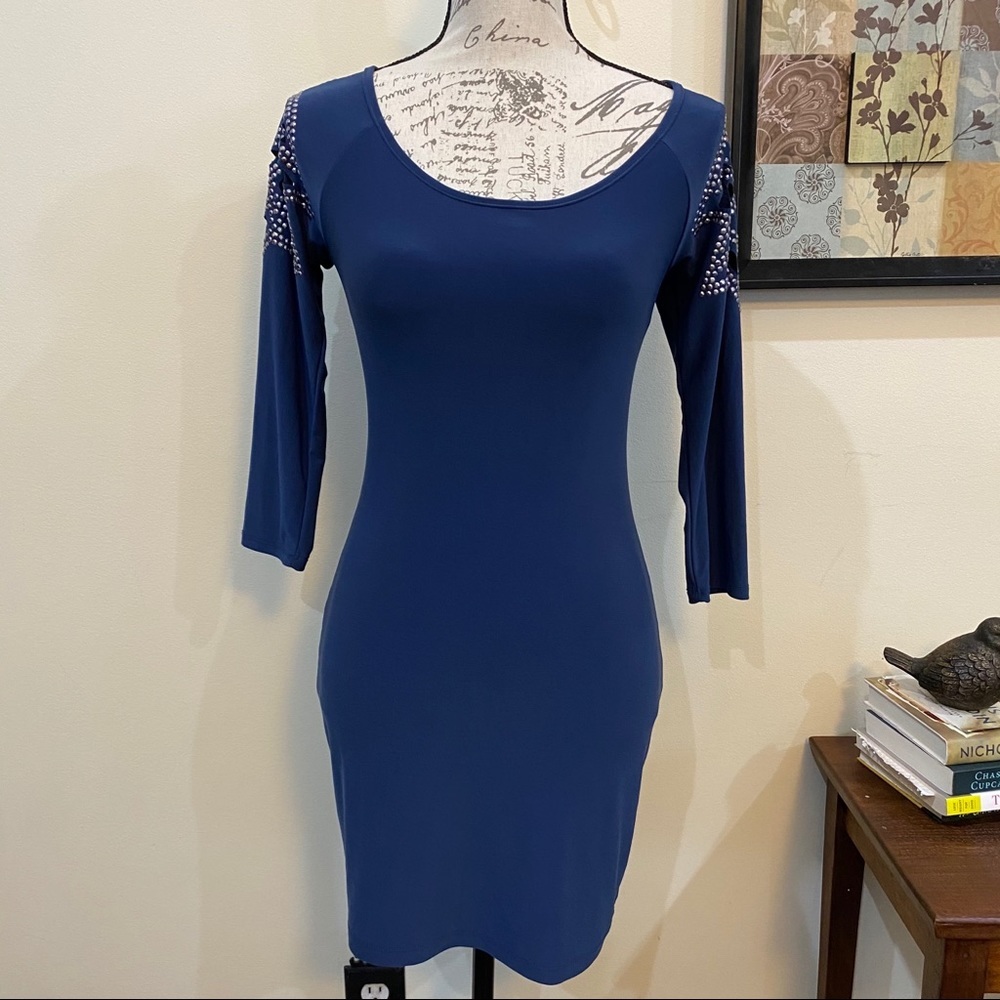 XXI Body Con Fitted‎ Dress Embellished Shoulder